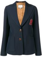 Gucci Embroidered Ny Yankees Patch Blazer - Blue