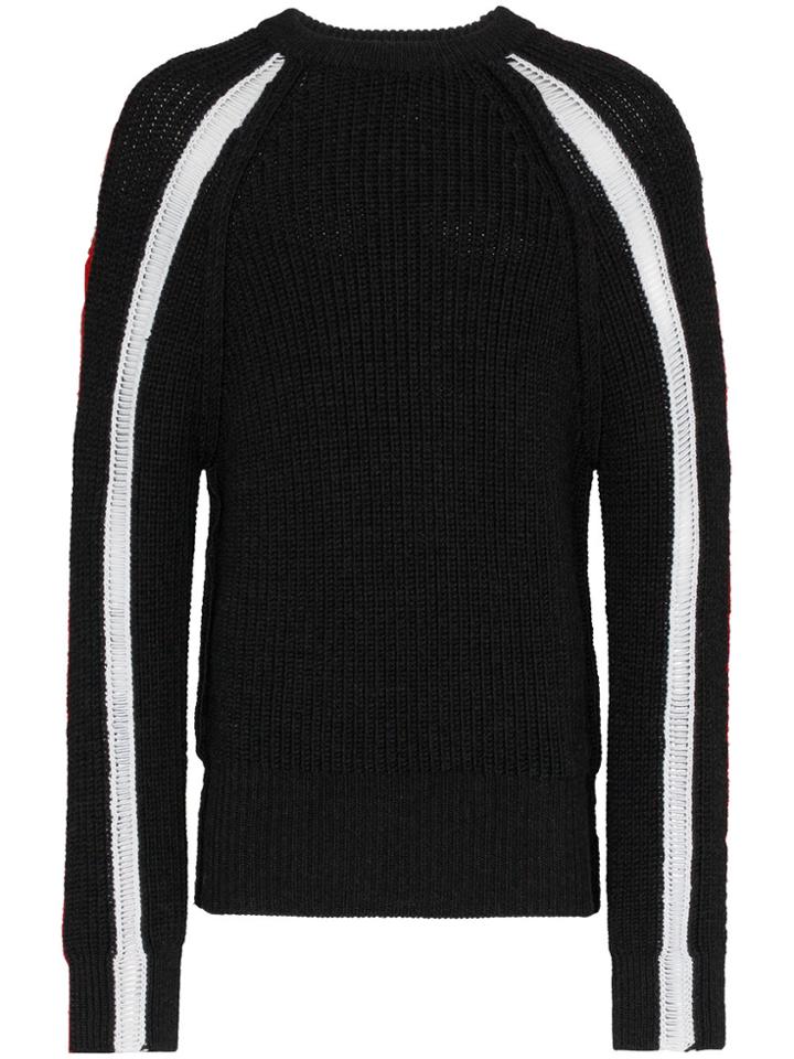 Maison Margiela Black Stripe Detail Crewneck Sweater