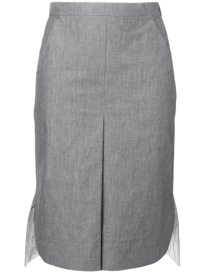 Jil Sander Navy High Low Hem Skirt - Grey