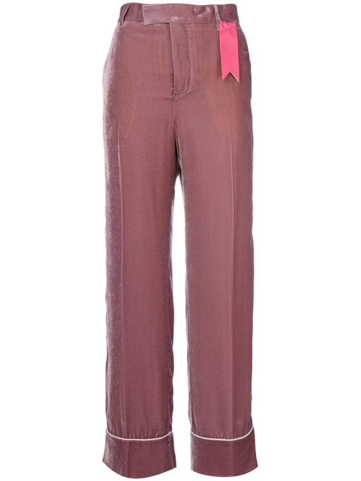 The Gigi Contrast Applique Flared Pants - Pink