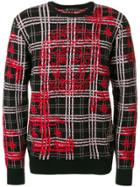 Versace Medusa Embroidery Checked Jumper - Black