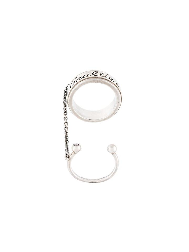 Jean Paul Gaultier Vintage Chunky Ring With Attached Chained Ring