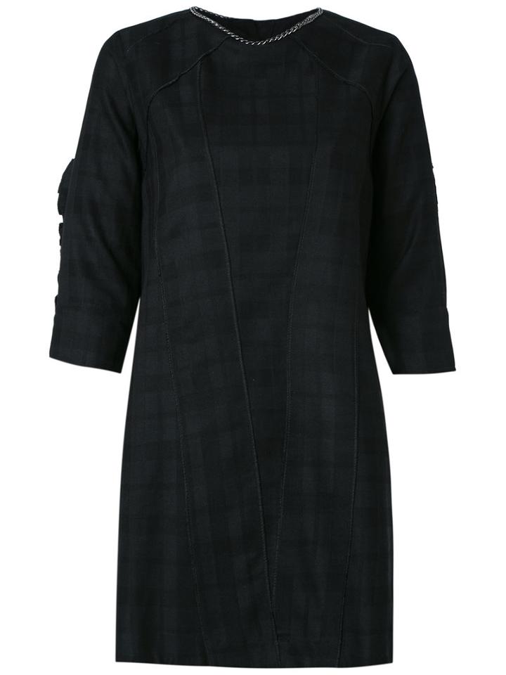 Andrea Bogosian Plaid Shift Dress, Women's, Size: G, Black, Linen/flax/viscose/wool