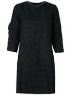 Andrea Bogosian Plaid Shift Dress, Women's, Size: G, Black, Linen/flax/viscose/wool