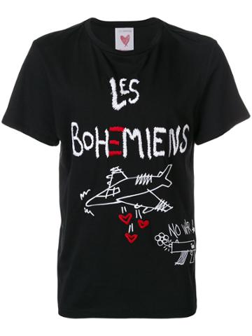 Les Bohemiens Logo Motif T-shirt - Black