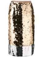Nº21 Sequinned Midi Skirt - Metallic