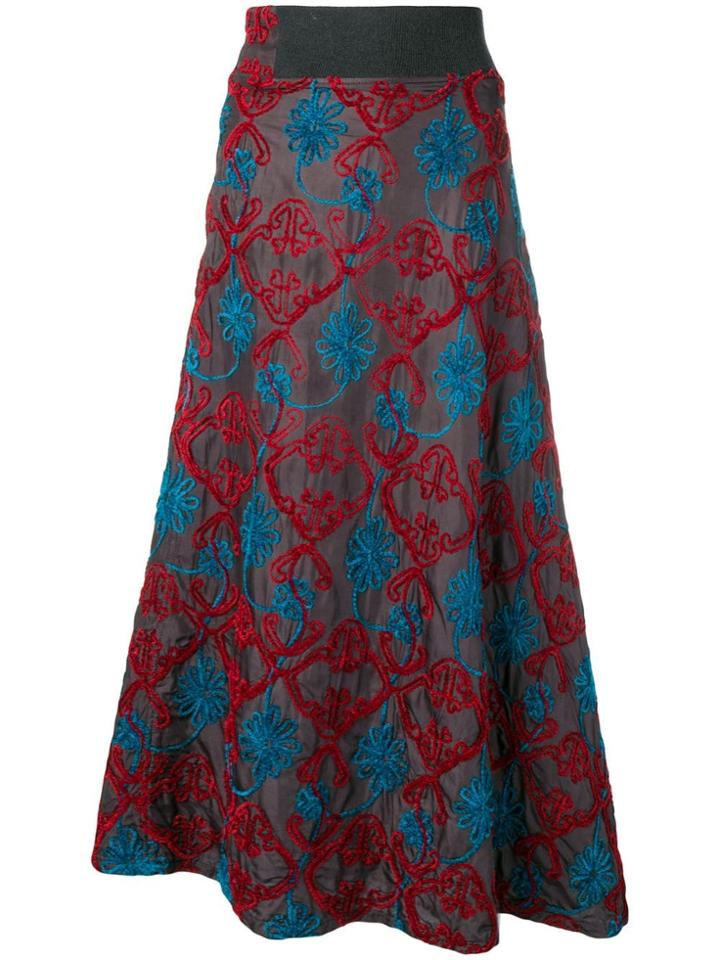 Yohji Yamamoto Vintage 'y's' Embroidered Long Skirt - Grey
