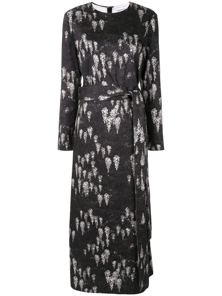 Marina Moscone Abstract Print Midi Dress - Black