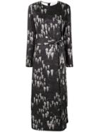 Marina Moscone Abstract Print Midi Dress - Black