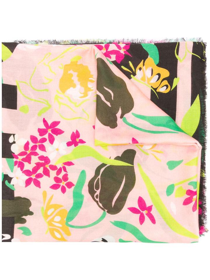 Moschino Floral Print Scarf - Pink