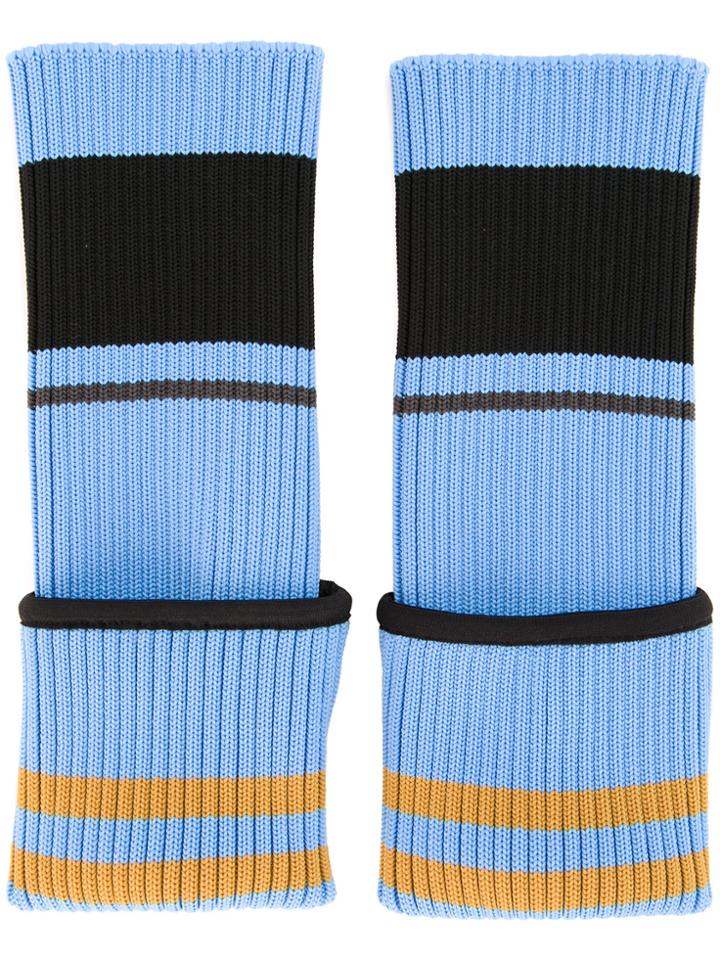 Non Tokyo Striped Fingerless Gloves - Multicolour