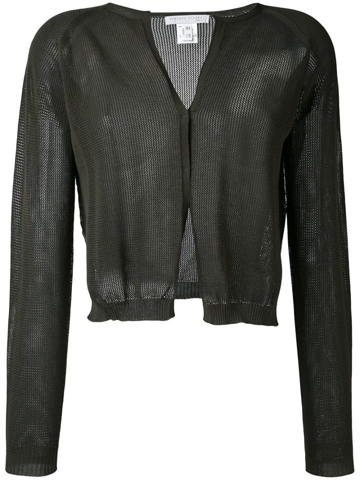 Fabiana Filippi - Net Detail Cardigan - Women - Cotton - 46, Green, Cotton