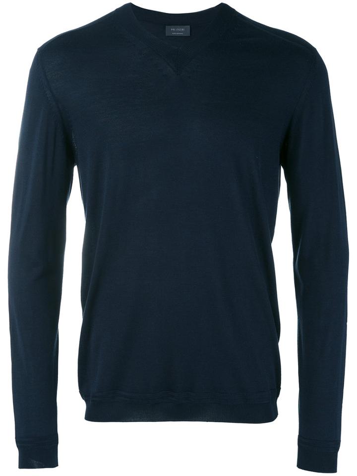 Pal Zileri - V-neck Sweater - Men - Silk - 52, Blue, Silk