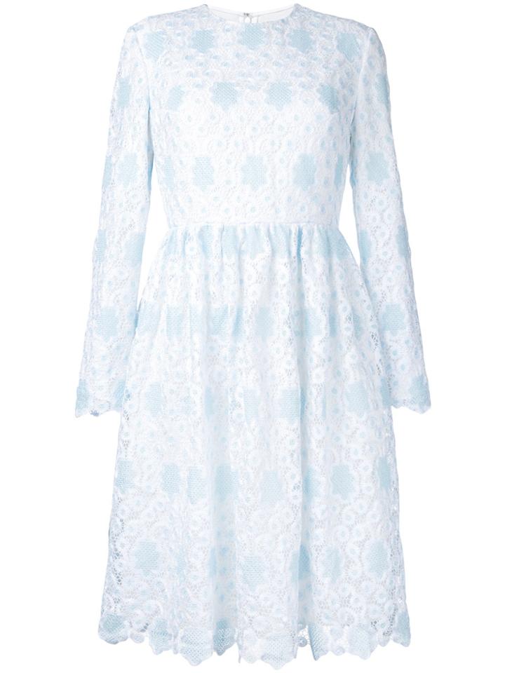 Huishan Zhang Flared Lace Overlay Dress - Blue