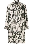 Yohji Yamamoto Contrast-print Midi Coat - Nude & Neutrals