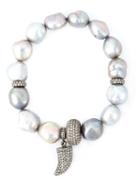 Loree Rodkin Embellished Bracelet, Women's, Metallic, Silver/pearls