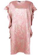 Rochas - Ruffled Floral Pattern Dress - Women - Silk/polyester/cupro - 42, Pink/purple, Silk/polyester/cupro
