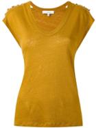 Iro - Scoop Neck T-shirt - Women - Linen/flax - S, Yellow/orange, Linen/flax