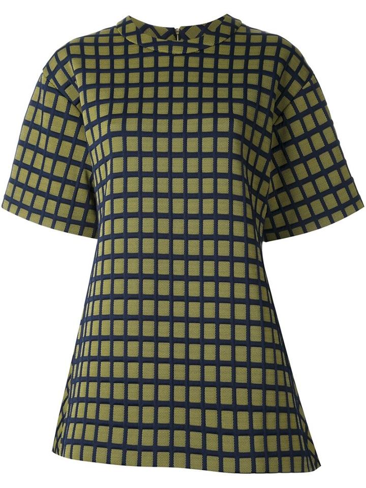 Marni Grid Print Fluted Top