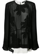 Derek Lam Sheer Floral Print Blouse - Black