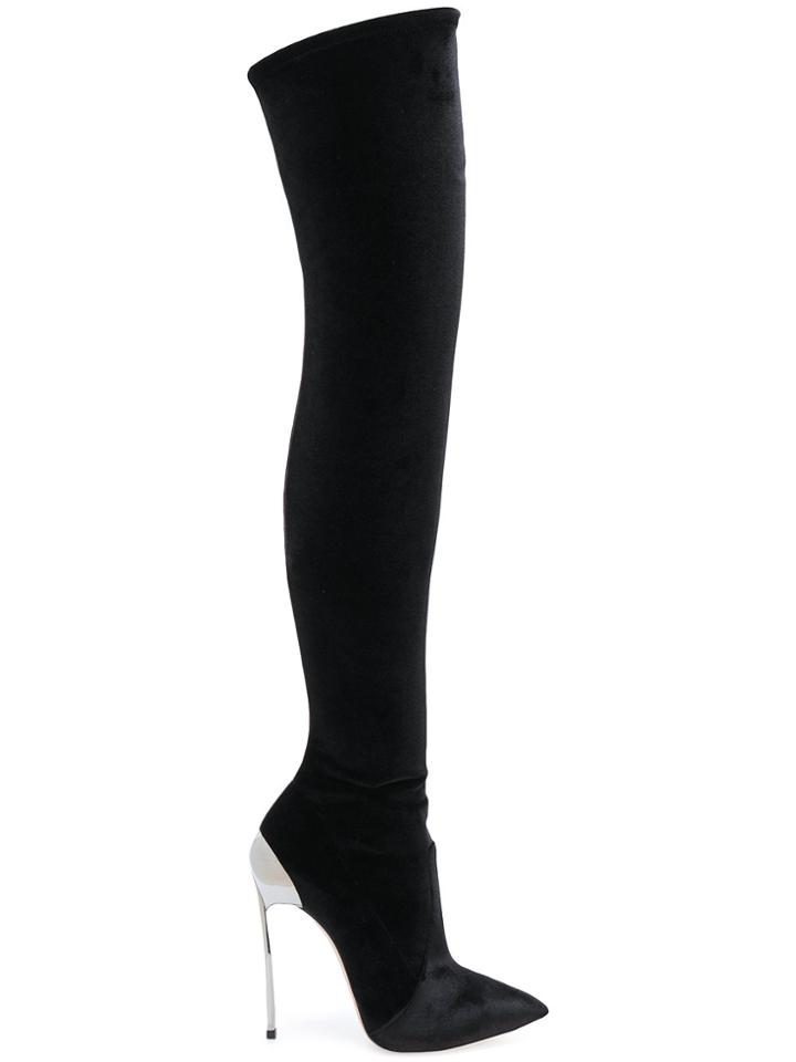Casadei Techno Blade Over Knee Stretch Boots - Black