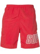 Supreme Logo Print Shorts - Red