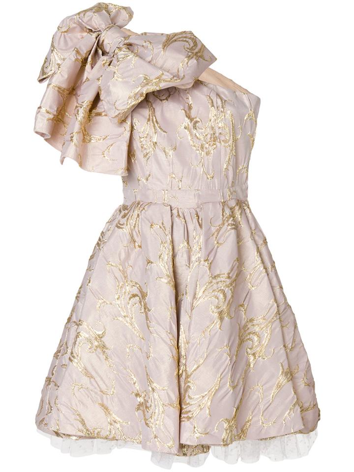Msgm Large Bow Cocktail Dress - Nude & Neutrals