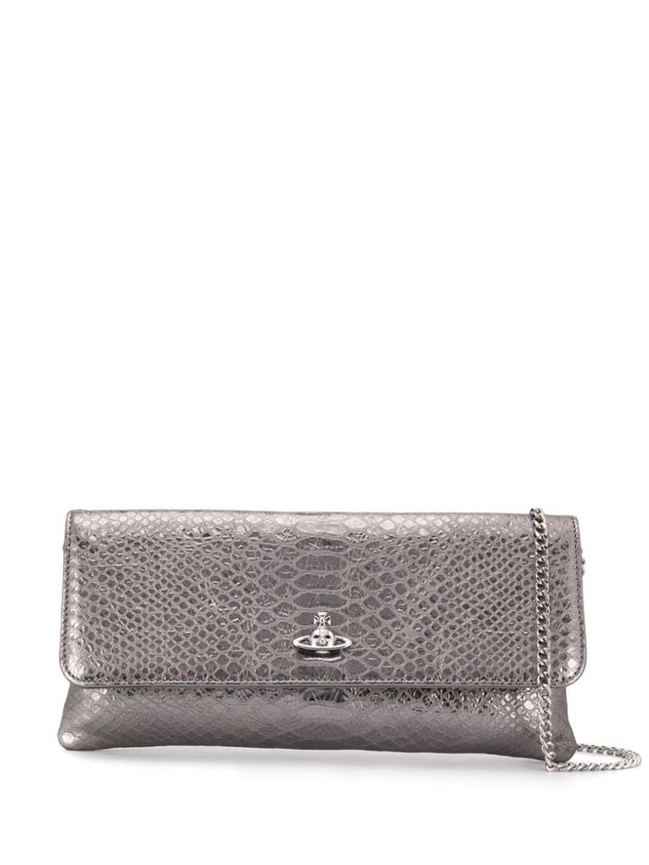 Vivienne Westwood Logo Foldover Clutch - Silver