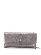 Vivienne Westwood Logo Foldover Clutch - Silver