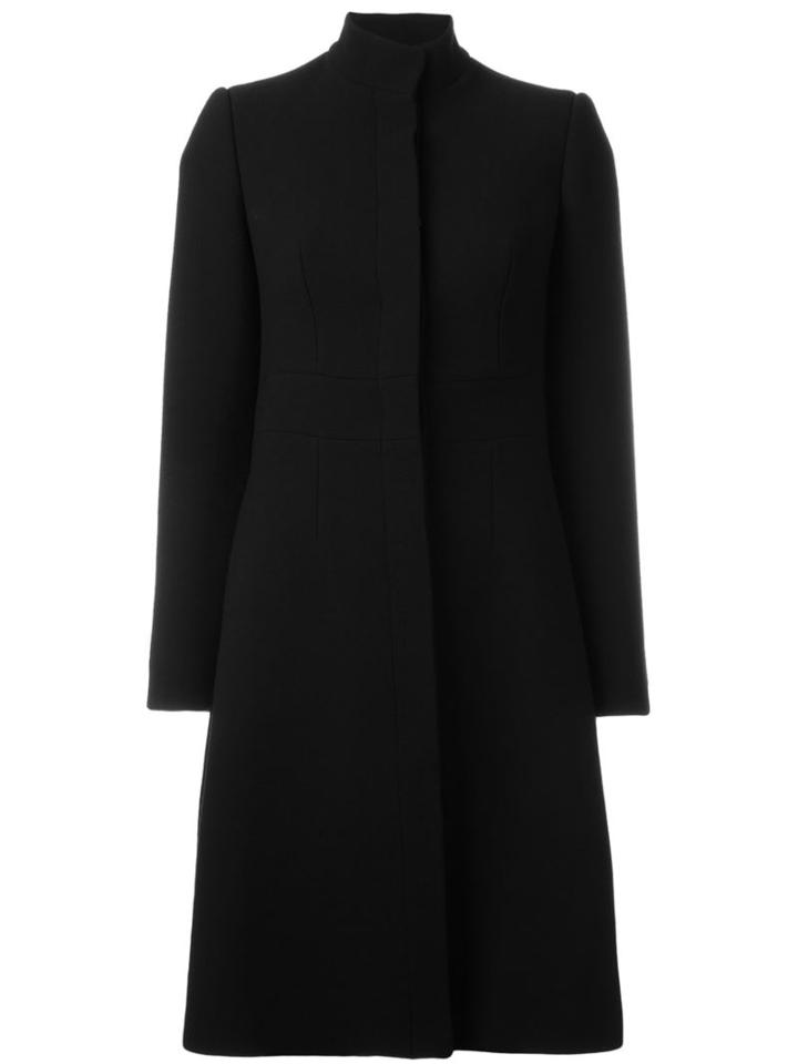 Alexander Mcqueen A-line Coat, Women's, Size: 42, Black, Polyamide/cupro/virgin Wool