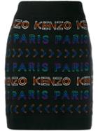 Kenzo Logo Intarsia Knitted Skirt - Black