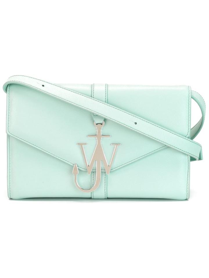 J.w. Anderson Logo Plaque Shoulder Bag, Women's, Blue, Goat Skin