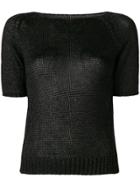Charlott Fitted Silhouette Knitted Top - Black