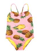 Dolce & Gabbana Kids Pineapple Print Swimsuit, Girl's, Size: 10 Yrs, Pink/purple