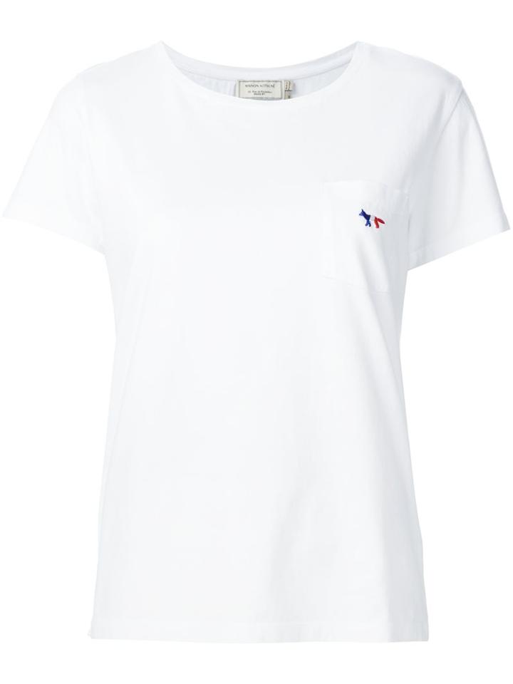 Maison Kitsuné - Embroidered Pocket T-shirt - Women - Cotton - Xs, White, Cotton