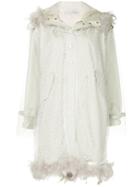 Tu Es Mon Trésor Feather Trim Tulle Fishtail Parka - White