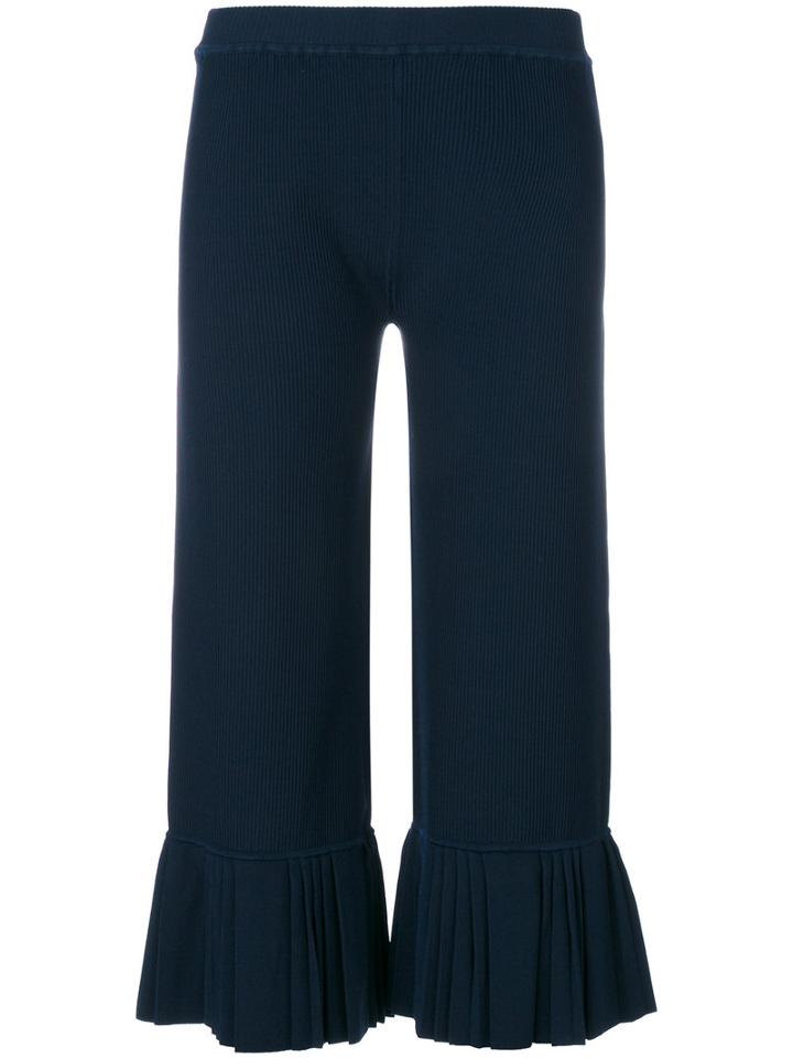 3.1 Phillip Lim - Cropped Pleated Trousers - Women - Spandex/elastane/viscose - M, Blue, Spandex/elastane/viscose