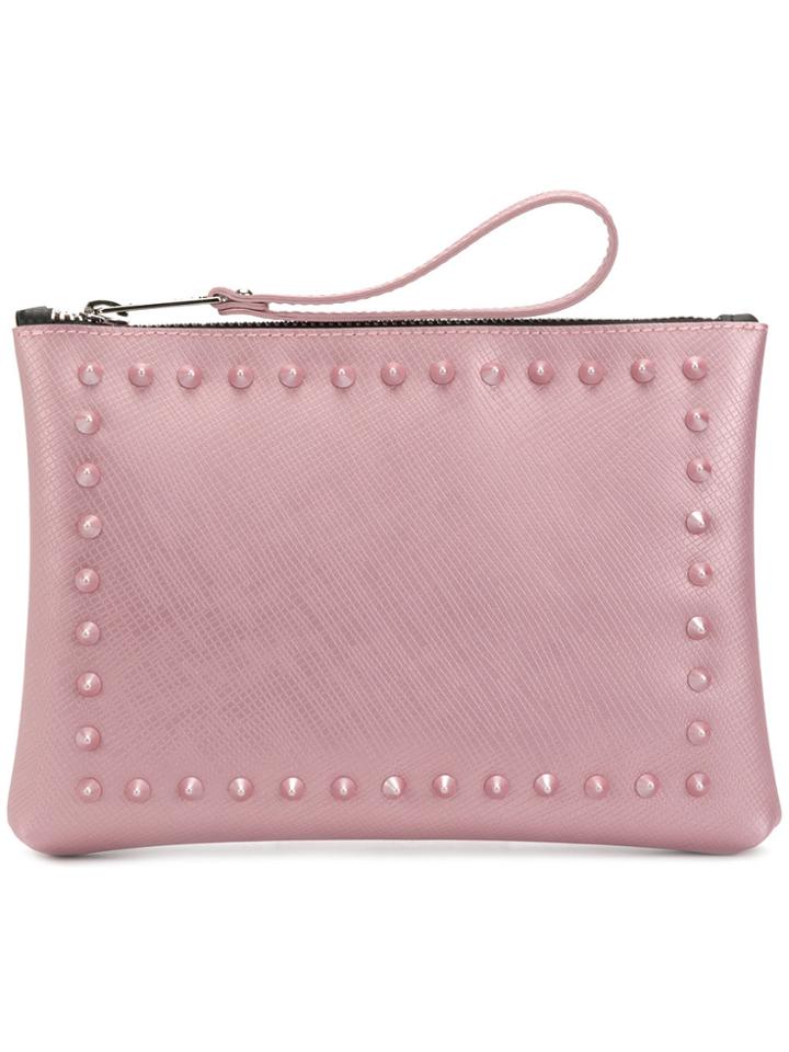 Gum Stud Detailed Clutch Bag - Pink & Purple
