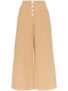 Rejina Pyo Button-down High-waisted Wide Leg Trousers - Brown