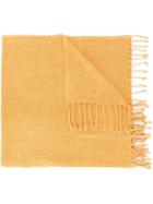Al Duca D'aosta 1902 Fringed Knitted Scarf, Men's, Yellow/orange, Silk
