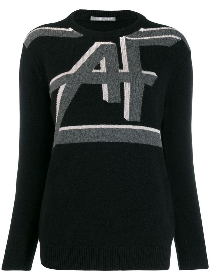 Alberta Ferretti Logo Knit Sweater - Black