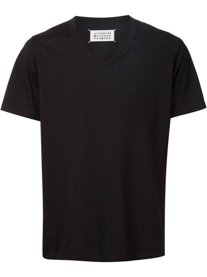 Maison Margiela V-neck T-shirt, Men's, Size: 54, Black, Cotton