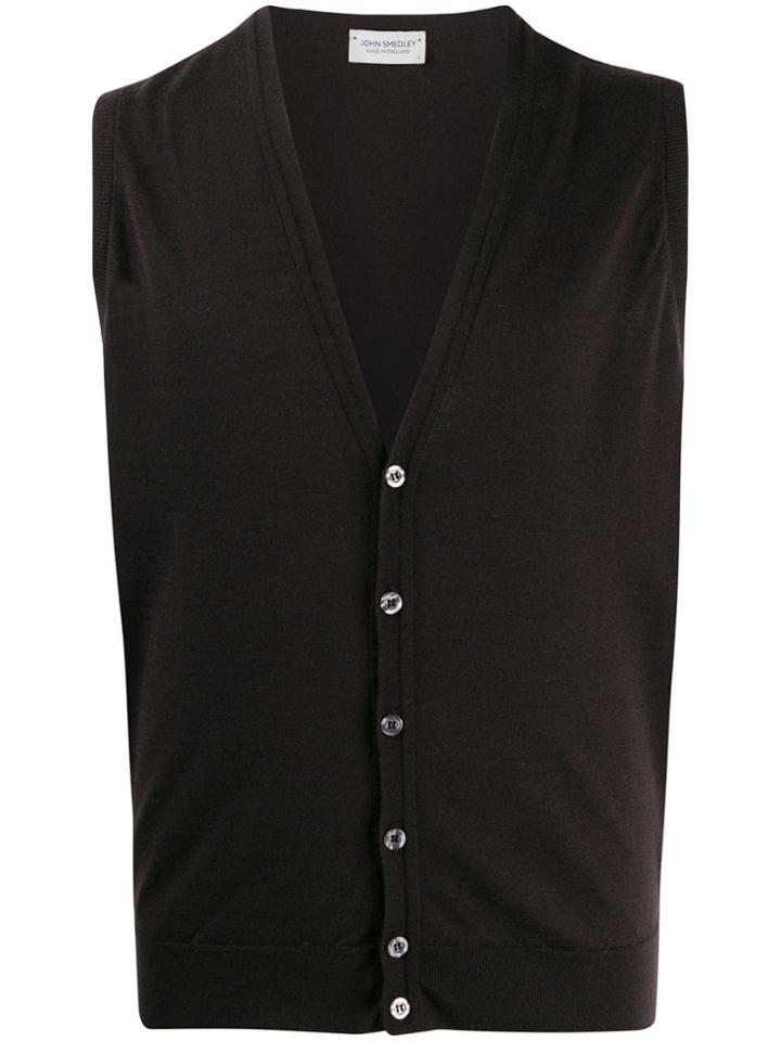 John Smedley Wool Sleeveless Cardigan - Brown