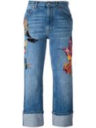 Alexander Mcqueen Embroidered Boyfriend Jeans, Women's, Size: 40, Blue, Cotton