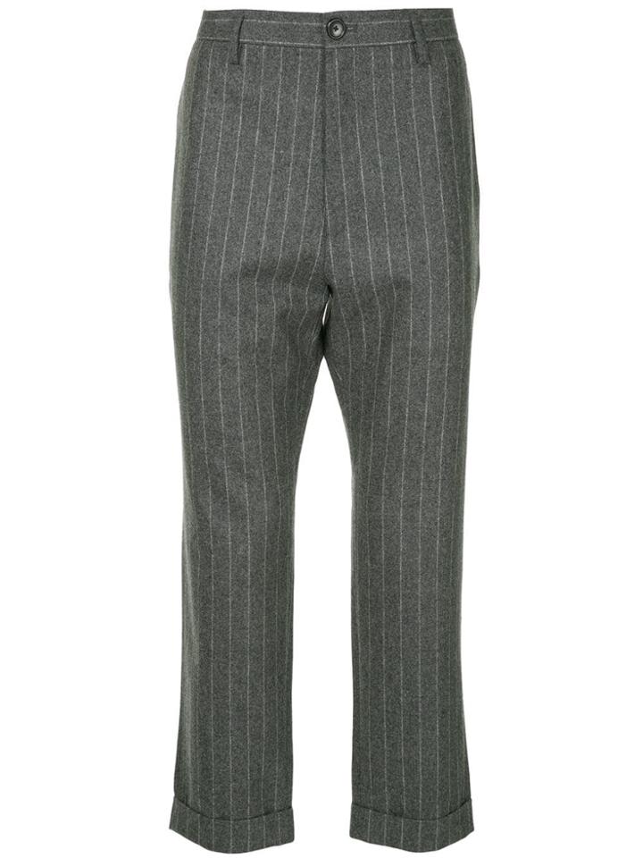 H Beauty & Youth Pinstriped Cropped Trousers - Grey