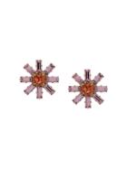 Ca & Lou Crystal Embellished Flower Earrings - Metallic