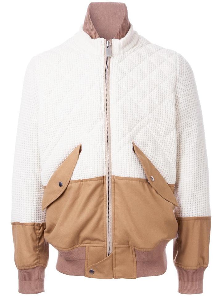 Sacai Knitted Bomber, Men's, Size: 3, White, Cotton/wool
