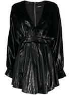 Balmain Long-sleeve Velvety Dress - Black