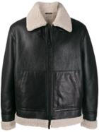 Z Zegna Leather Shearling-trimmed Jacket - Black