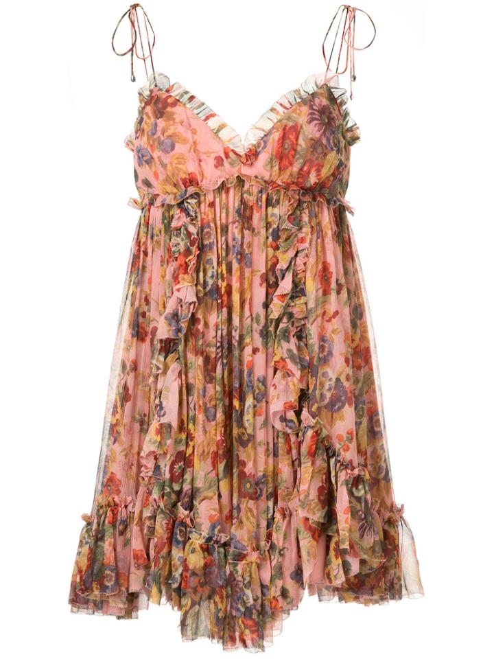 Zimmermann Floral Print Flared Dress - Pink & Purple